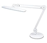 SEMPLIX LED Arbeits-Lampe Weiß: (117 PCS LED, 4fach dimmbar) Mit Tischstandfuß und -Klemme, höhenverstellbarem Lampenarm