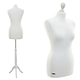 LUCCESI Schneiderpuppe Schneiderbüste | Damen/Herren Größe/Size: von 34/36 bis 50/52 | Büste M/L (38-40), Bezug Creme-Weiss, Standfuss Weiss