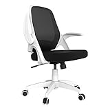 Hbada Bürostuhl Ergonomischer Schreibtischstuhl Drehstuhl mit klappbaren Armlehnen Mesh Computerstuhl Arbeitsstuhl leicht Stuhl Weiß