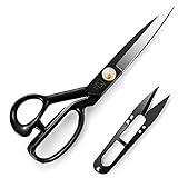 JINJIAN Schneiderschere Stoffschere 25,4cm - Profi Textilschere Scharf aus Edelstahl, Schere zum Schneiden von Stoff, Kleidung, Textilien, Leder, Jeans, Nähen & Ändern(Schwarz)