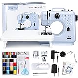 Magicfly Nähmaschine für Anfänger,12 Stichmuster Mini Nähmaschine für Kinder mit Verlängerungstisch und Fußpedal, Stickmaschine Nähmaschinen für Haushalt, Blau