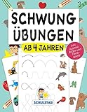 Schwungübungen ab 4 Jahren: Erste Schwünge, um Schreiben, Lesen & Zeichnen zu lernen. Großer A4 Vorschulblock ab Kindergarten & Vorschule für Konzentration, Feinmotorik & Augen-Hand-Koordination