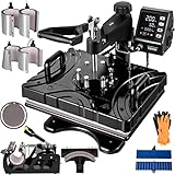 VEVOR Hitzepresse 10 in 1 Transferpresse Schwarz 38x30cm Heißpresse Maschine Textilpresse Multifunktionale Sublimation T-Shirtpresse Becherpresse Tassenpresse für Hüten Tellern Tassen 360-Grad-Drehbar