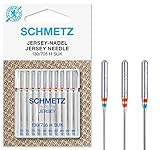 SCHMETZ Nähmaschinennadeln | 10 Jersey-Nadeln | 130/705 H SUK | Nadeldicken: 4X 70/10, 4X 80/12 und 2X 90/14 | auf Allen gängigen Haushaltsnähmaschinen einsetzbar | für Jersey Strick- und Wirkwaren