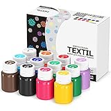Stoffmalfarben Stofffarben Acrylfarben Set Waschfest 12 Farben x 20 ml | Textilfarbe Waschmaschinenfest Nach Fixierung
