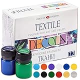 Decola Acryl-textilfarbe Set | 12x20 Ml Waschmaschinenfeste Stofffarben | Hergestellt In Russland Von Nevskaya Palitra