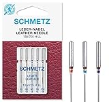 SCHMETZ Nähmaschinennadeln | 5 Leder-Nadeln LL | 130/705 H LL | Nadeldicken: 2x 80/12, 2x 90/14 und 1x 100/16 | Nähset | auf allen gängigen Haushaltsnähmaschinen einsetzbar | geeignet für das Vernähen von Leder